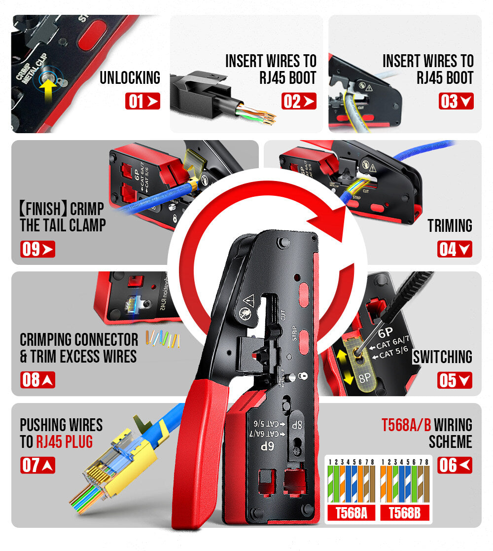 AMPCOM Cat 7 NETWORK CRIMPING Tool - ST LAND MANAGEMENT LLC