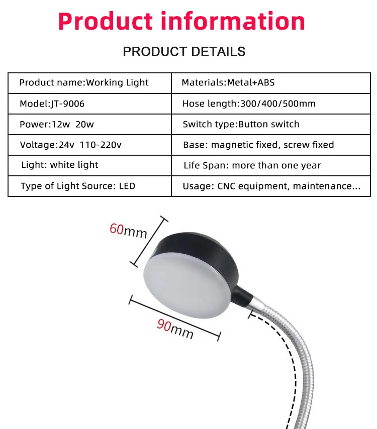 8/12/20W LED Machine Tool Working Lamp - ST LAND MANAGEMENT LLC