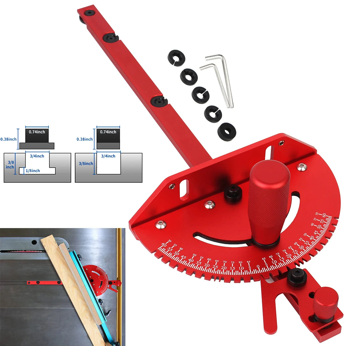 1 Set Miter Gauge And 400MM Fence With Track - ST LAND MANAGEMENT LLC